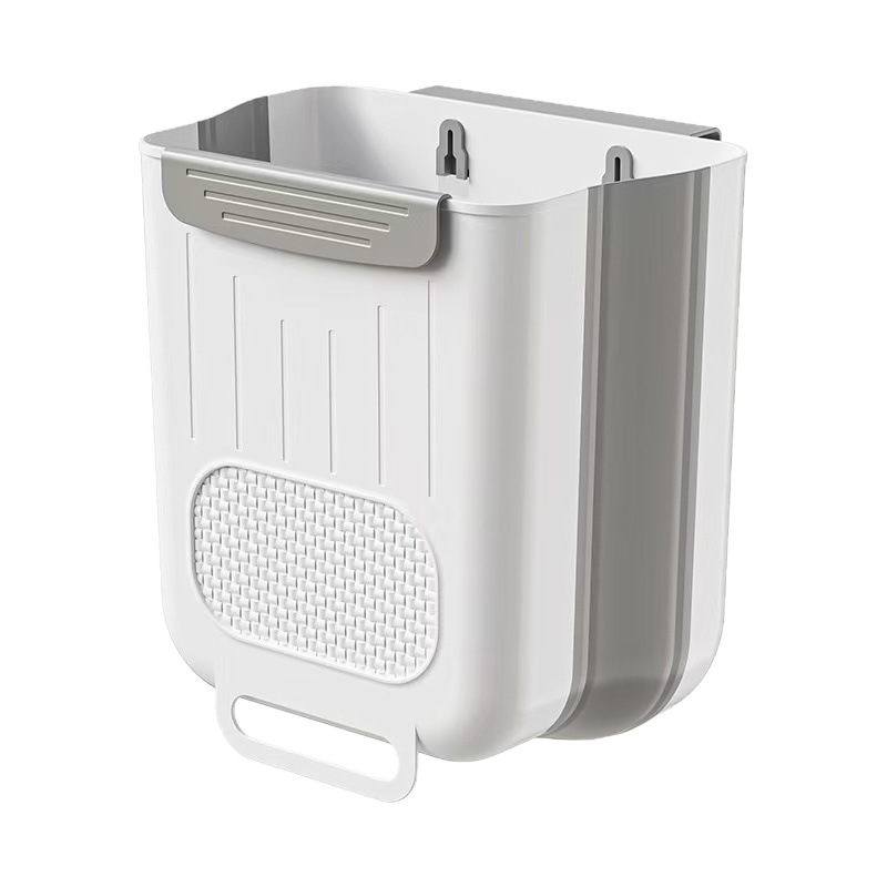 折りたたみ式ゴミ箱 壁掛け式 キッチン 家庭用 吊り下げ式 キャビネット プラスチック製 穴あけ不要 正方形 折りたたみ式収納バケツ|undefined