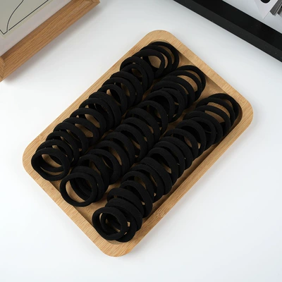 100 Pack Korean Style Simple Colorful Seamless Headline Rope Hair Ring High Elastic Hair Rope Hair Ring Headwear (Saç üçün rezinlər) - black-100-opp-bag