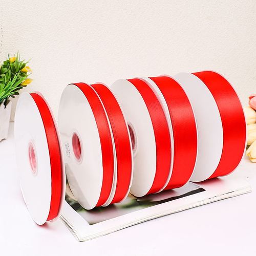 Wholesale bright red festive polyester with wedding candy gift box souvenir packaging red ribbon flowers cake gift ribbon