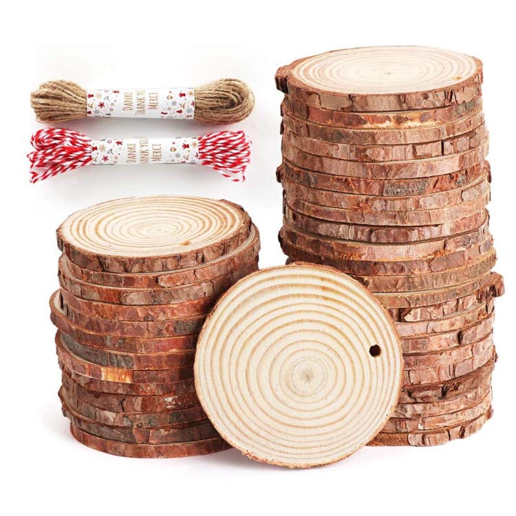 Round Wood Pieces, Double-Sided Polished, Drilled Holes, Kindergarten Crafts, Christmas Coasters, Background Wall Decorations
