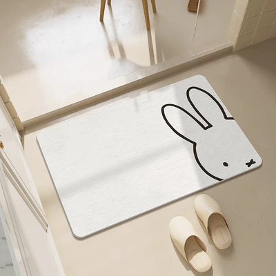 Floor Mat, Bathroom Door Absorbent | Avtomobil döşəmə paspasları - peeping-rabbit-354509cm-square-white-background