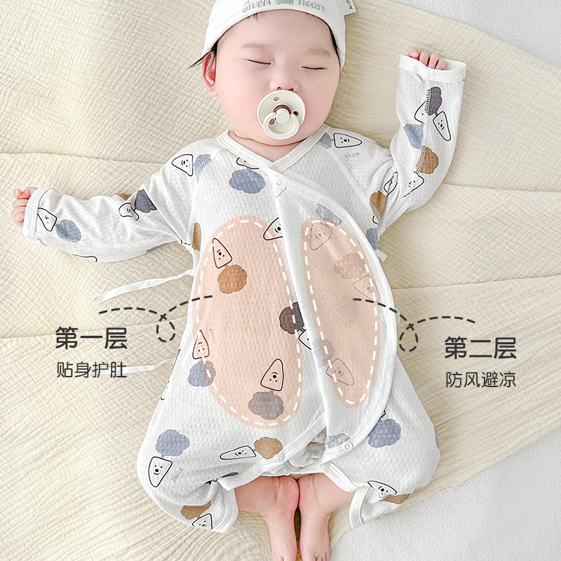 Ropa de bebé recién nacido de verano algodón recién nacido 0 estilo delgado de marzo vestido de verano de monje de manga larga vestido de mariposa de bebé de una pieza image 3