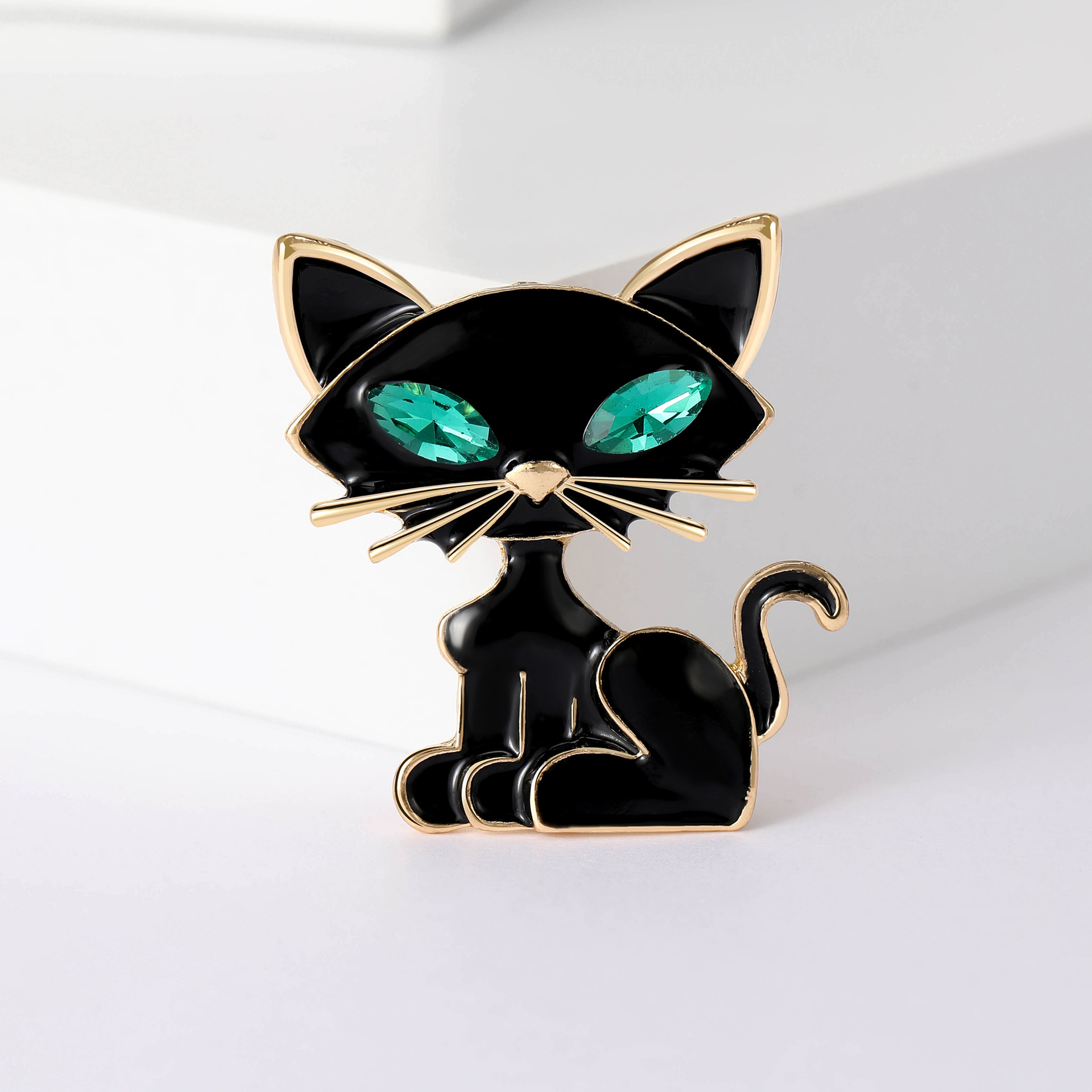 All Seasons Season Cute Pin Cat Alloy Enamel Inlay Glass Women's Brooches