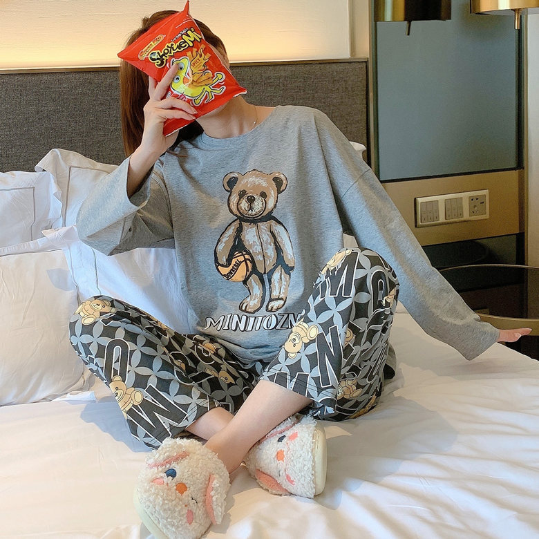 Foreign trade manufacturers new autumn and winter pajamas women's trousers long sleeve basketball bear set home clothing Southeast Asia Foreign trade manufacturers new autumn and winter pajamas women's trousers long sleeve basketball bear set home clothing Southeast Asia