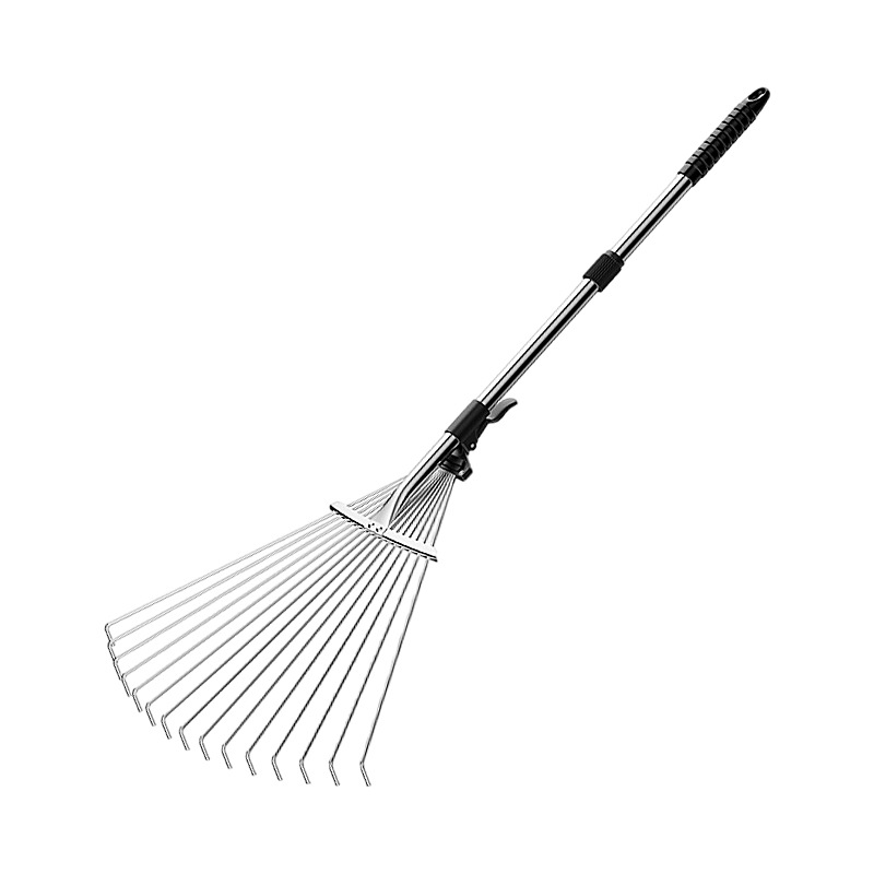 Acero inoxidable de doble propósito transfronterizo 15 ton rastrillo herramienta de hierba retráctil para el hogar rastrillo de jardinería
