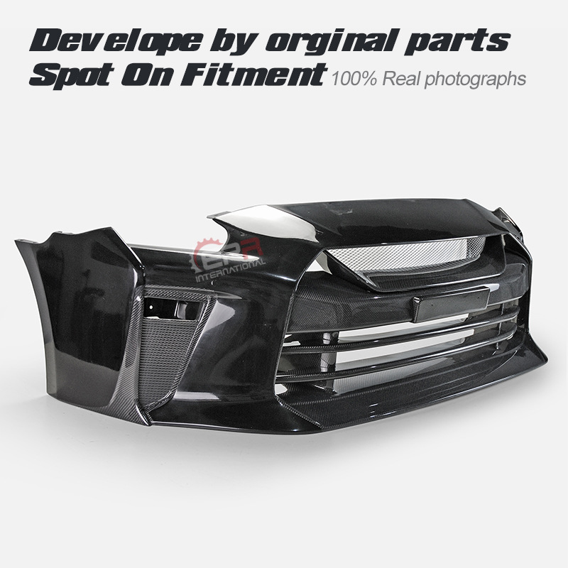 Suitable for Nissan GTR 2017 model, God of War R35, carbon fiber modified front bumper, large front fascia, TS front lip, and front bumper