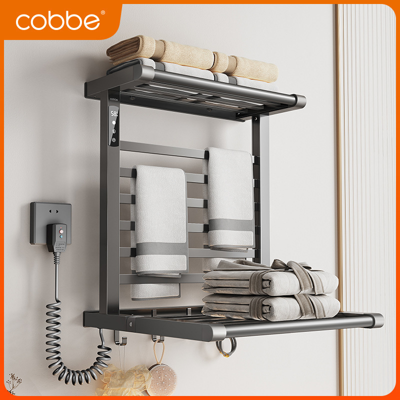 Cabei Electric Heated Towel Rack with Integrated Heating and Drying, Bathroom Storage Rack, Foldable Smart Rack for Home Use, No Drilling Required Cabei Electric Heated Towel Rack with Integrated Heating and Drying, Bathroom Storage Rack, Foldable Smart Rack for Home Use, No Drilling Required