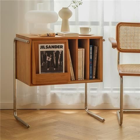 Home Side Table Corner Cabinet, New Model Solid Wood Bedside Table, Vinyl Storage Rack, Vintage Shelf, Retro Cabinet, Floor-Standing