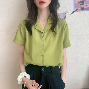 Plus Size Fat mm Tops, Stylish Shirts, 2025 Summer New Korean Style Loose, Light and Mature Short-Sleeved Chiffon Shirts for Women