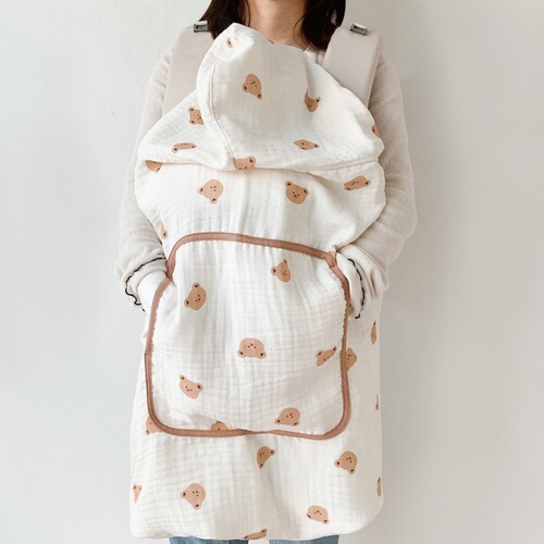 Korean style anti-mosquito and windproof cloak baby blanket waist stool blanket hooded baby breathable gauze cloak sun protection blanket