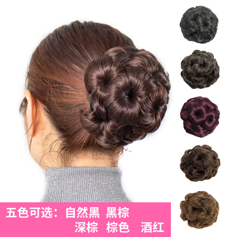 网店热卖九朵花发包丸子头花包盘发器抓夹发包爪夹式花苞头假发包|ru