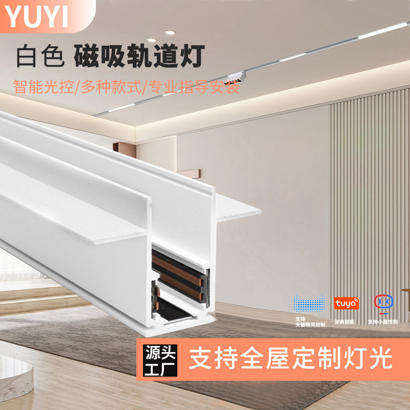白色磁吸灯嵌入式客厅无主灯明装全屋智能欧司朗光源磁吸轨道灯