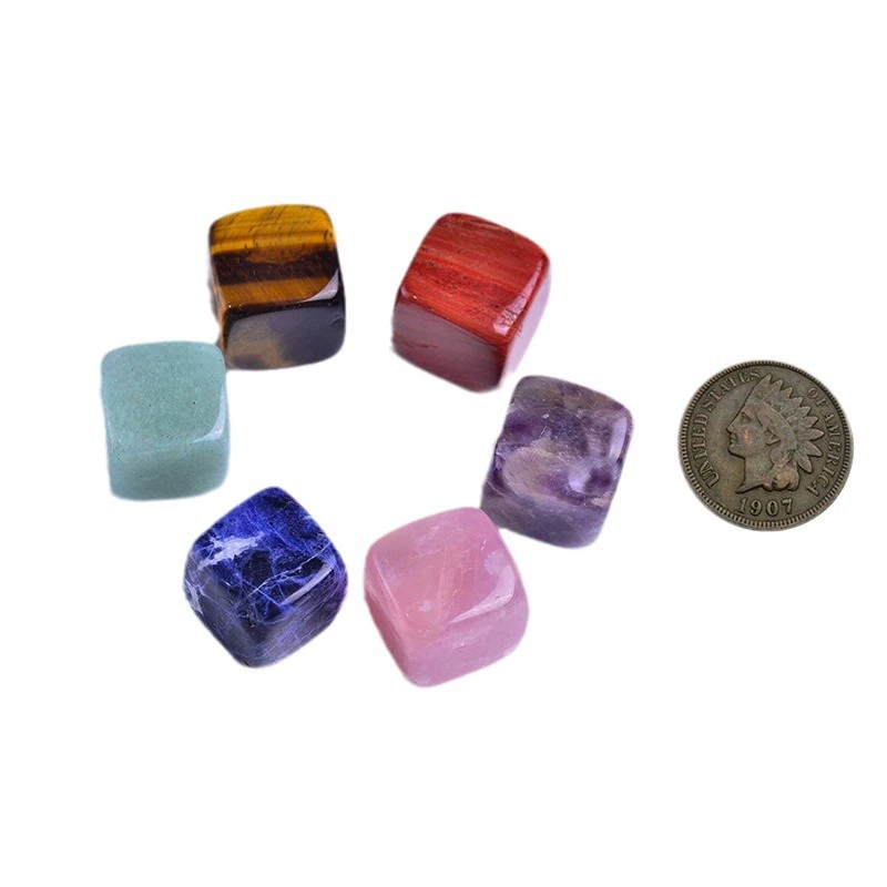 Ice cubes, square set for whiskey, organic marble crystal, natural ore