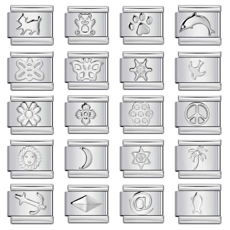 Titanium Steel Convex silver Stamping Pattern DIY Italian Module Bracelet Italian Charm bracelet Titanium Steel Convex silver Stamping Pattern DIY Italian Module Bracelet Italian Charm bracelet