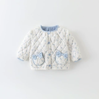 【定制】儿童外套深秋款蓝色印花衣服女宝宝休闲加绒保暖外出服