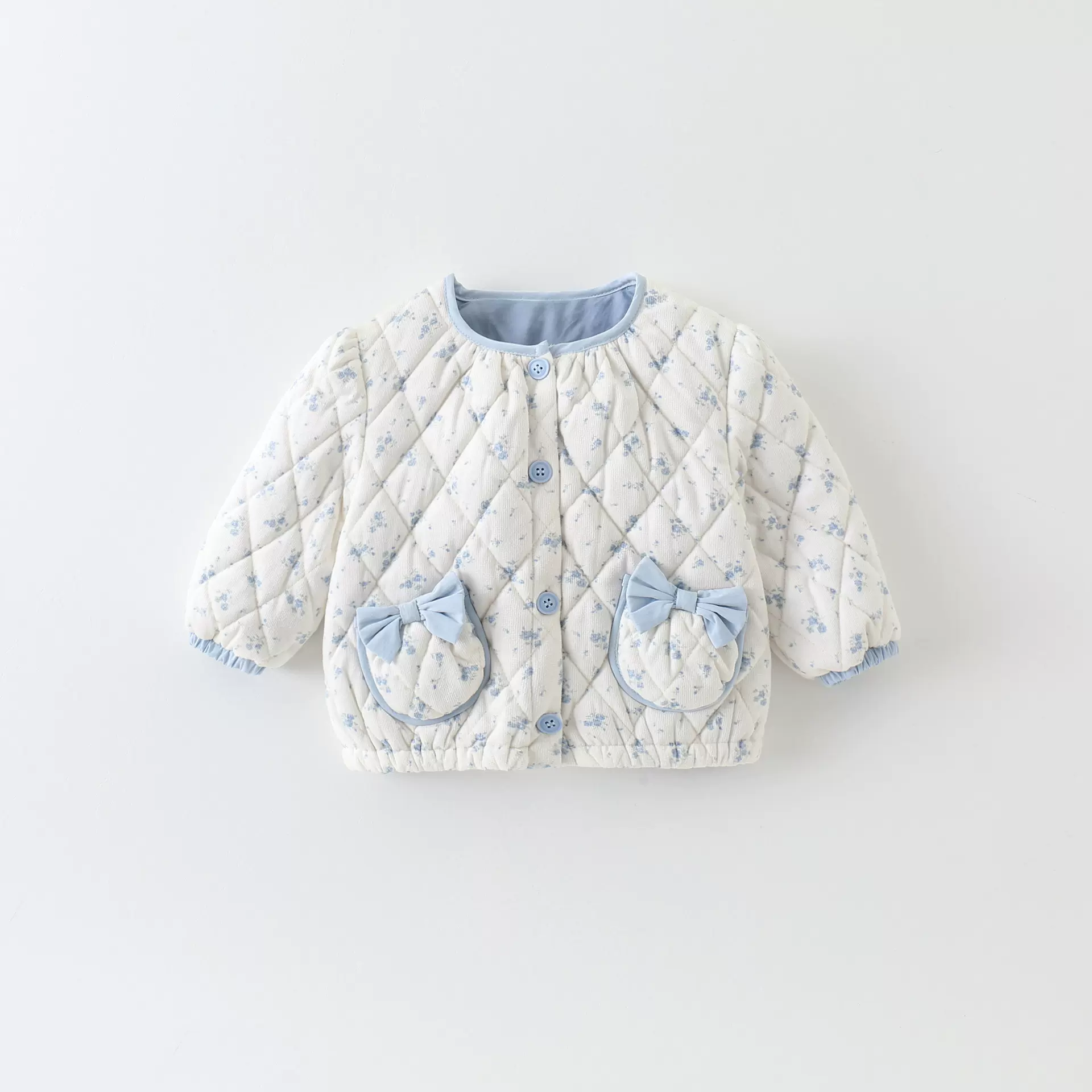 【定制】儿童外套深秋款蓝色印花衣服女宝宝休闲加绒保暖外出服