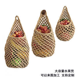 手工编织鸟巢水滴网手编棉绳钩织水果网兜收纳储物置物