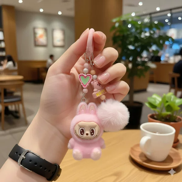 Creative Cartoon Doll Beaded Mobile Phone Chain Keychain Female Backpack Accessory Couple Car Keychain Bag Pendant