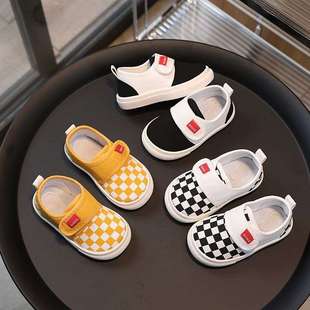 Children's Canvas Shoes 2025 Spring and Autum 1-6 Years Old Soft-Soled Soft-Sided Breathable Cloth Shoes for Boys and Girls Plaid and Comfortable