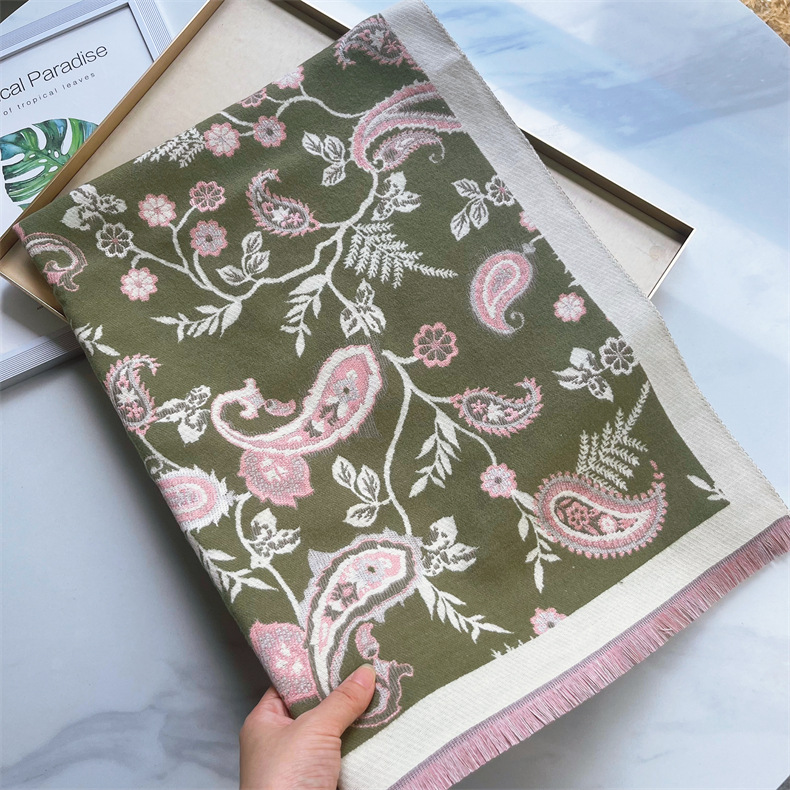 Sciarpa versatile autunno e inverno lunga fascia collo in imitazione cashmere anacardi fiore scialle Sciarpa da donna_voghion.com