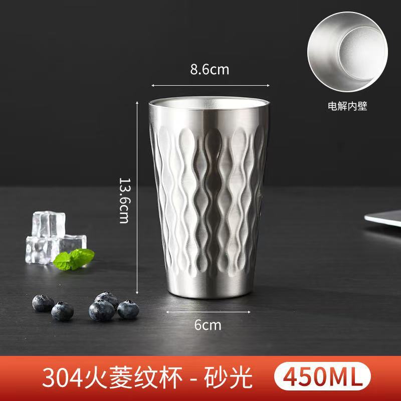 304 더블 레이어 파이어 다이아몬드 패턴 450ml (실버)