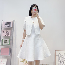 南油高端女装法式小香风绑带时尚套装短款针织开衫+吊带连衣裙女