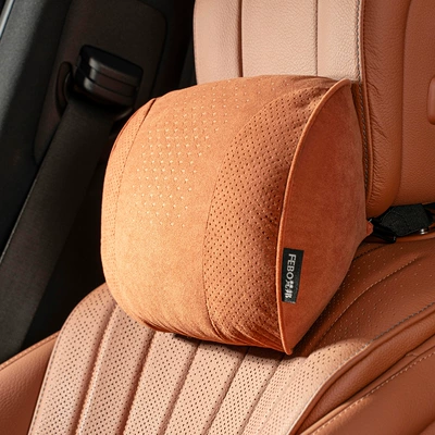 Suitable for Maybach, Mercedes-Benz, Toyota, Headrest - s-style-suede-ideal-orange-headrest-1-piece