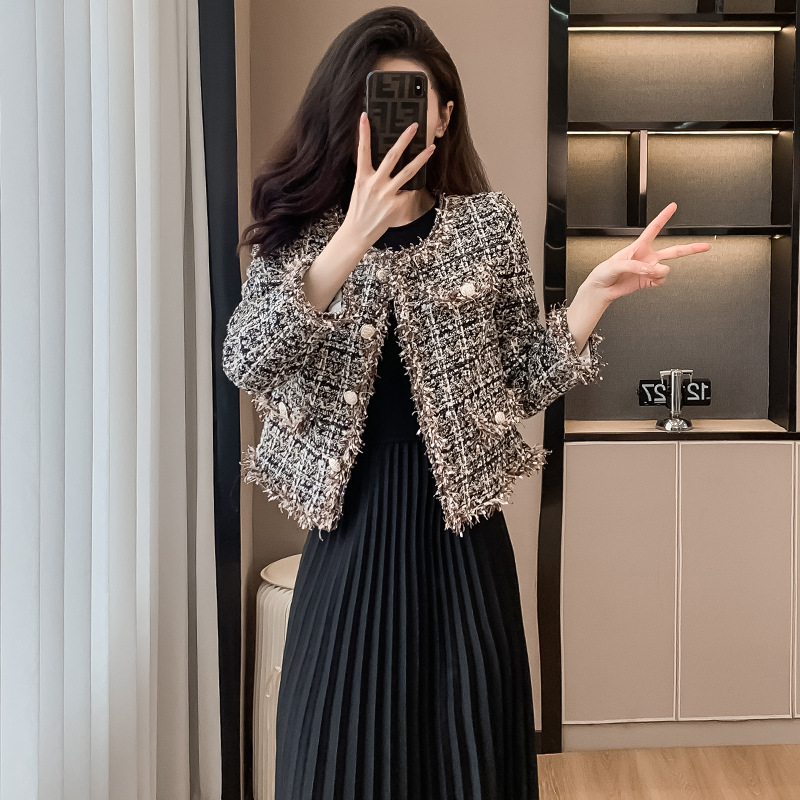 Short Tweed Jacket for Women, 2026 Autumn and Winter New Style, French Socialite Style, High-End Long-Sleeved Top