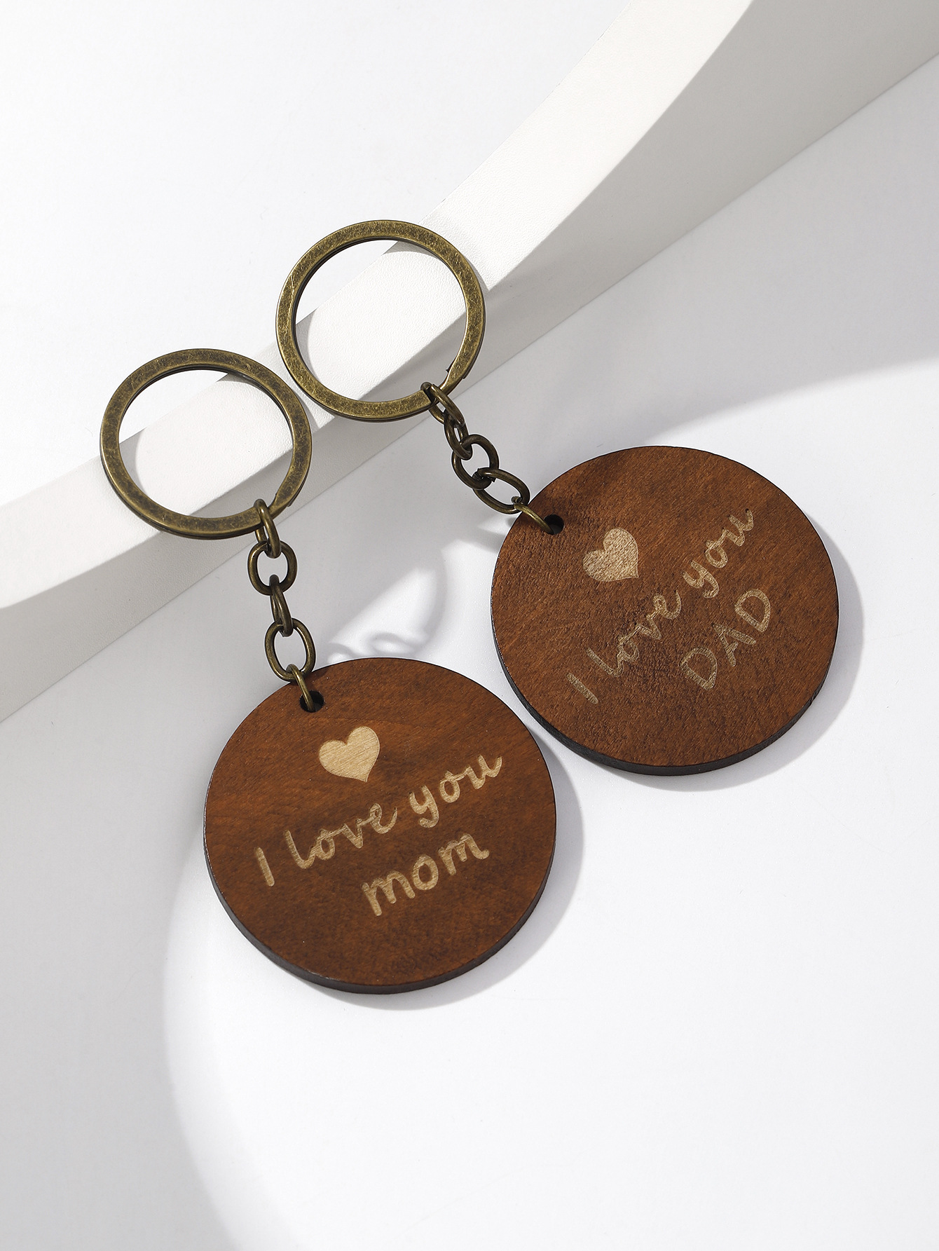Simple Style Geometric Letter Wood Mother'S Day Father'S Day Unisex Keychain display picture 13