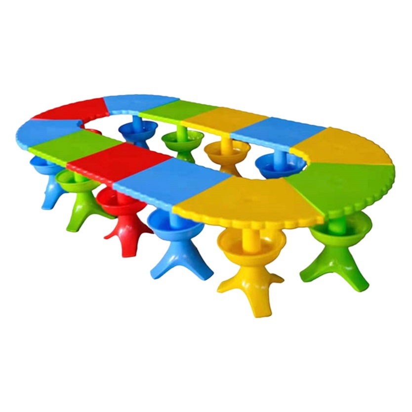 Thickened Kindergarten Plastic Round Table Children's Dining and Learning Small Dining Table Early Education Training Cartoon Learning Table Home