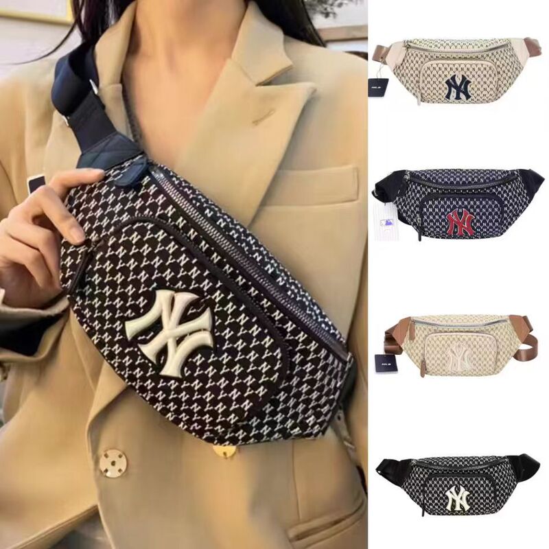 Korean Mlb Chest Bag Ny Letter Embroider Full Print Presbyopic Waist Bag Fashionable Sports Casual Men's and Women's Shoulder Crossbody Bag