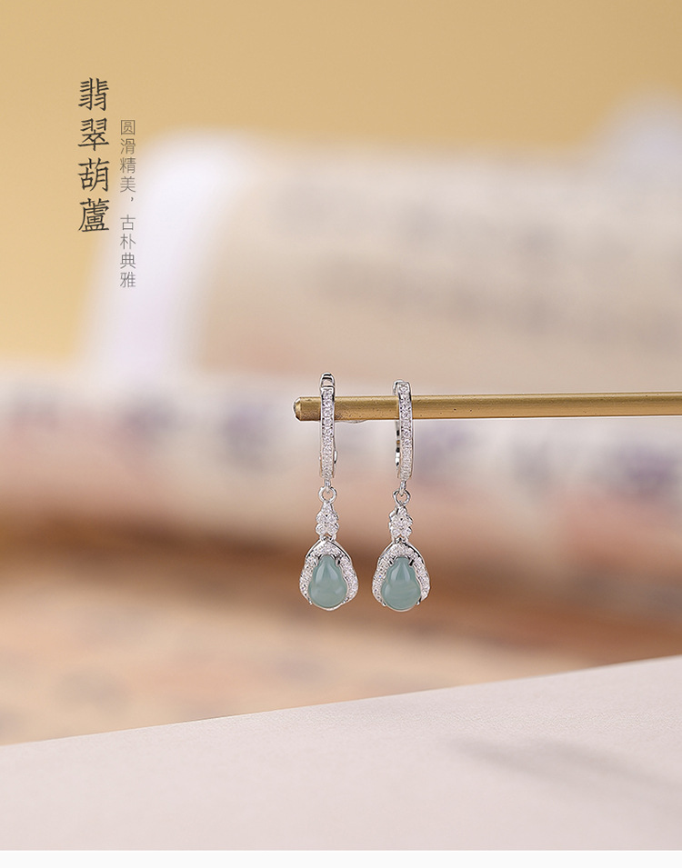 Bông tai bầu Fulu bạc S925 phong cách Trung Quốc — Một cặp chi tiết 2