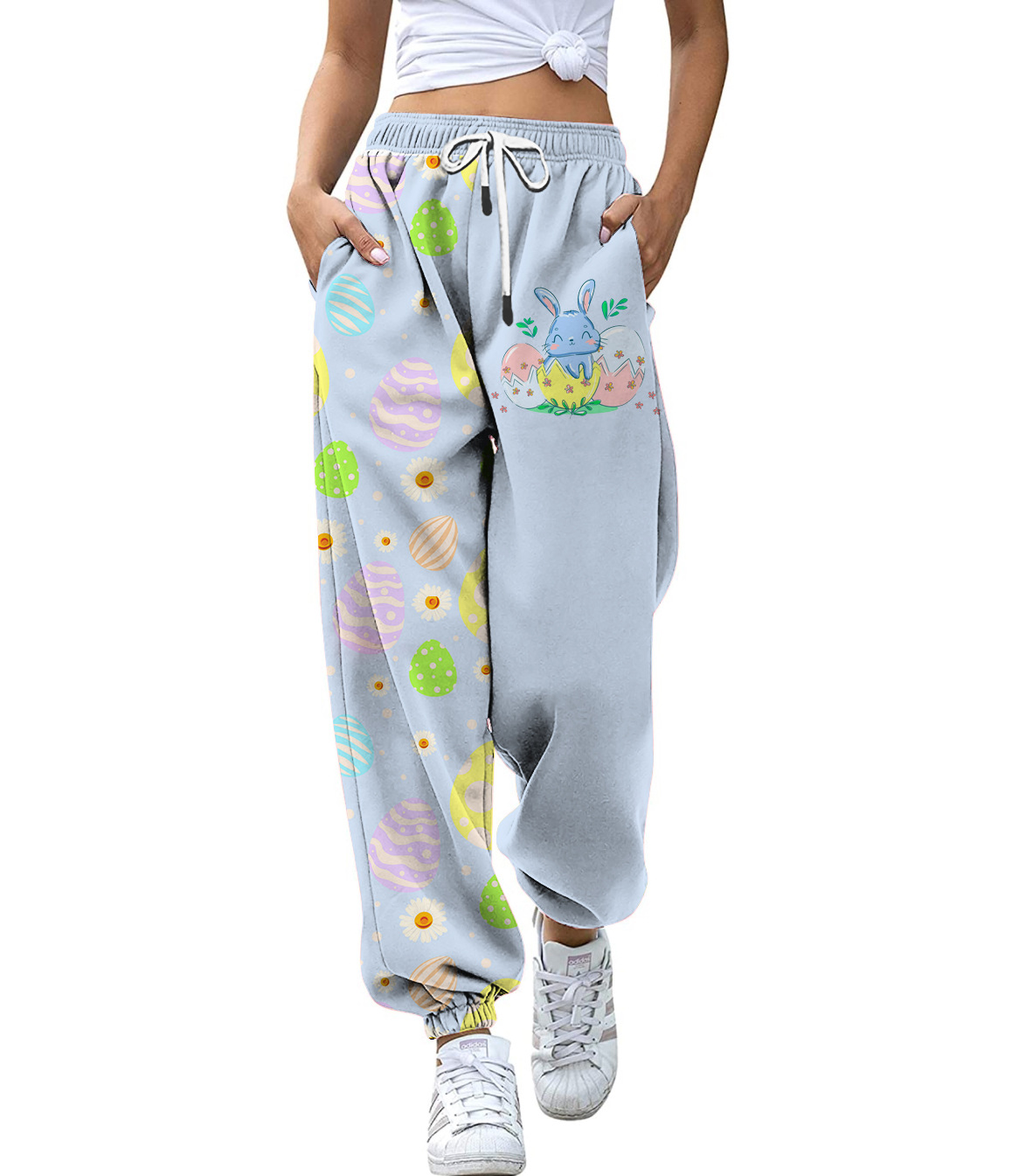 Casual Pants Pants Type Stretchy Elasticity Women's Fashion Rabbit Polyester Printing Active Bottoms Casual Pants
