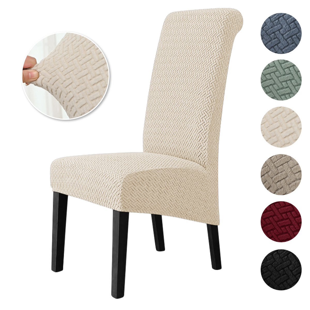 Cubierta de silla elástica en forma de T transfronteriza, cubierta de silla de respaldo alto, tabla de comedor casera grande inclinada.