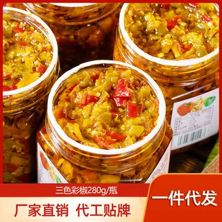 一件代发湖南特产农家手工三色彩椒酱剁辣椒酱调味品酱菜香辣酱