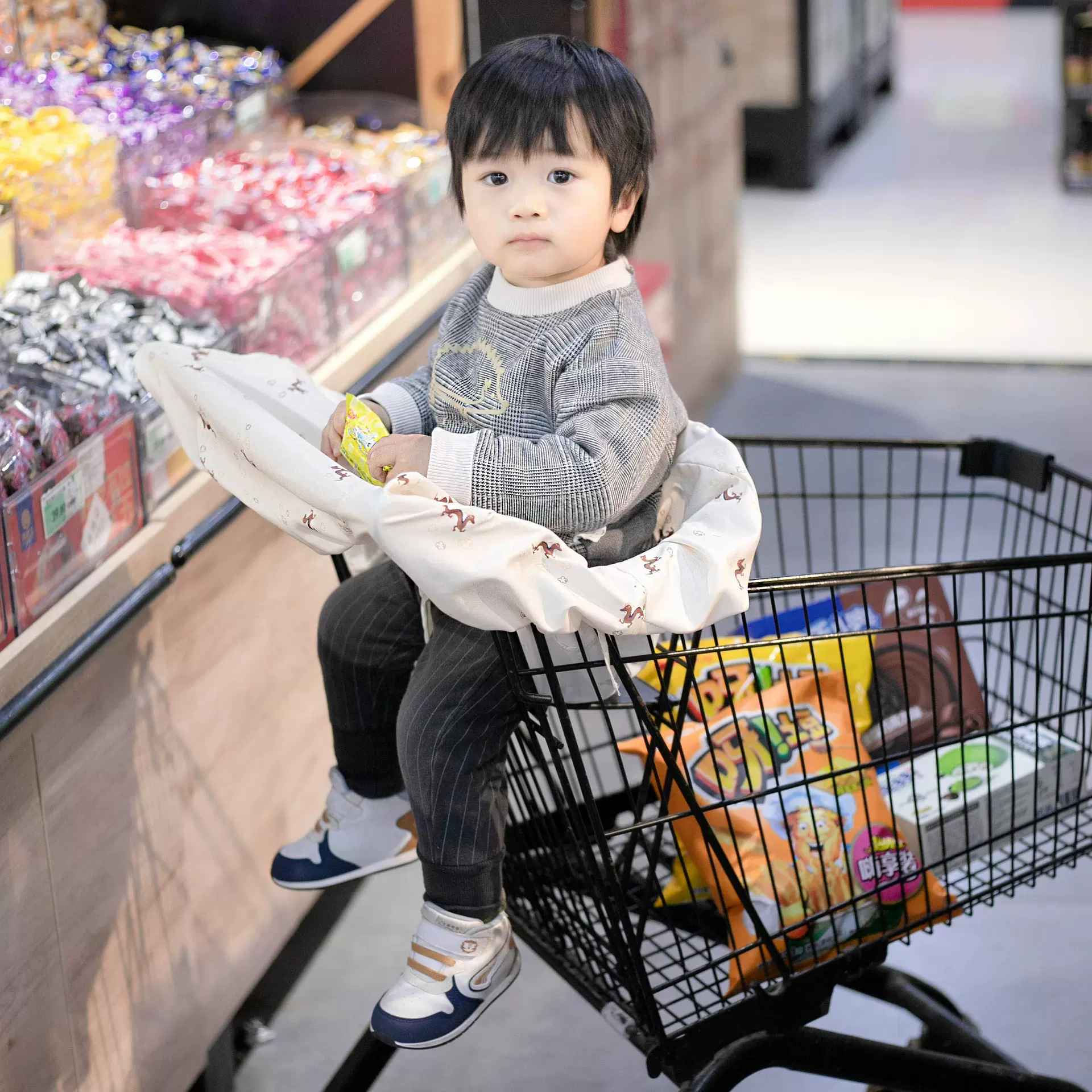 INS韩风婴幼儿超市购物车坐垫高脚餐椅儿童坐垫便携式保护垫布套