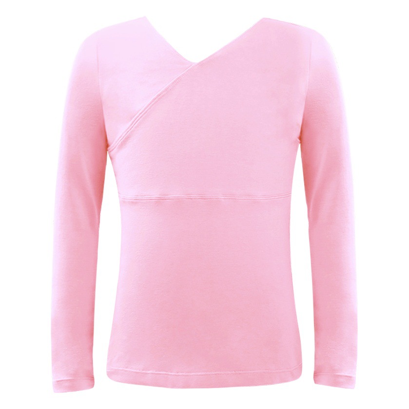 Nueva Ropa de baile los niños primavera manga larga traje delantero Cruz Niñas práctica danza superior al por mayor