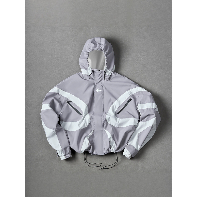 Kişi üçün payızlıq toxunma jaket, rəngli blok dizayn