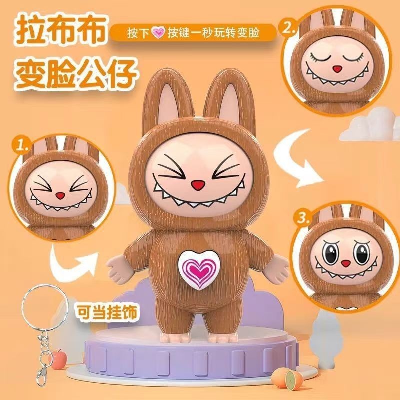 Labubu プレス顔変更キーホルダー人形ペンダント減圧おもちゃ子供の小さなギフト漫画フィギュア装飾品|undefined
