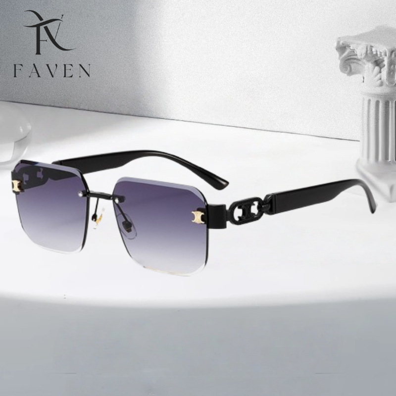 Arch Women's Sunglasses High End Frameless UV Protection Slimming Effect For Large Faces Natural Wear_voghion.com