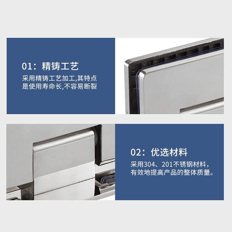 Glass hinge stainless steel, 90 degrees, increased thickness