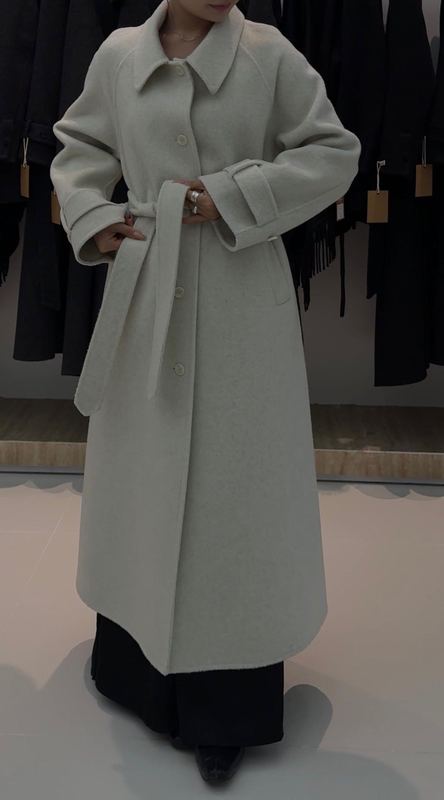 2025秋冬韩版宽松中长款双面呢大衣女羊毛廓形双面毛呢大衣外套|undefined