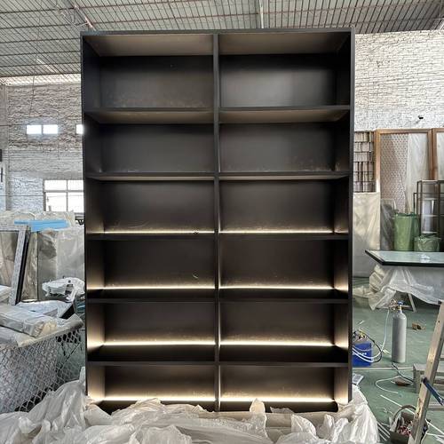 Embedded alcove metal laminate bookcase decoration TV background wall wine cabinet display cabinet stainless steel plate cabinet