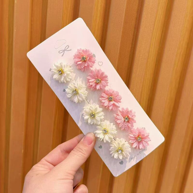 Cloth flower hairpin Chinese bride headdress solid color rhinestone center flower hair accessories multi-angle flower hairpin wholesale