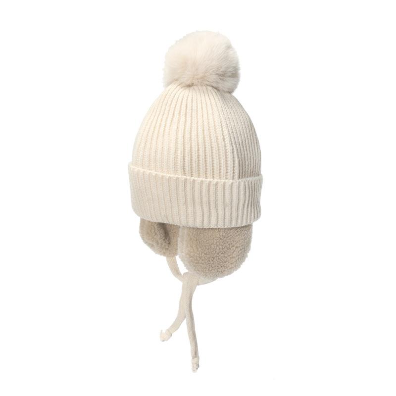 Knitted Earflap Hat For Children Warm Woollen Cap With Ear Flaps_voghion.com