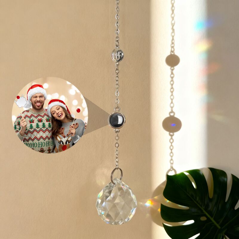 European and American Cross-Border Thanksgiving Christmas Gifts Christmas Tree Pendants Simple Round Projection Pendants Photo Customization