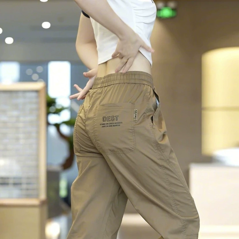 Мужские спортивные брюки весна 2025, новые, свободные, на резинке, рабочая одежда, леггинсы, модные, оптовая продажа
