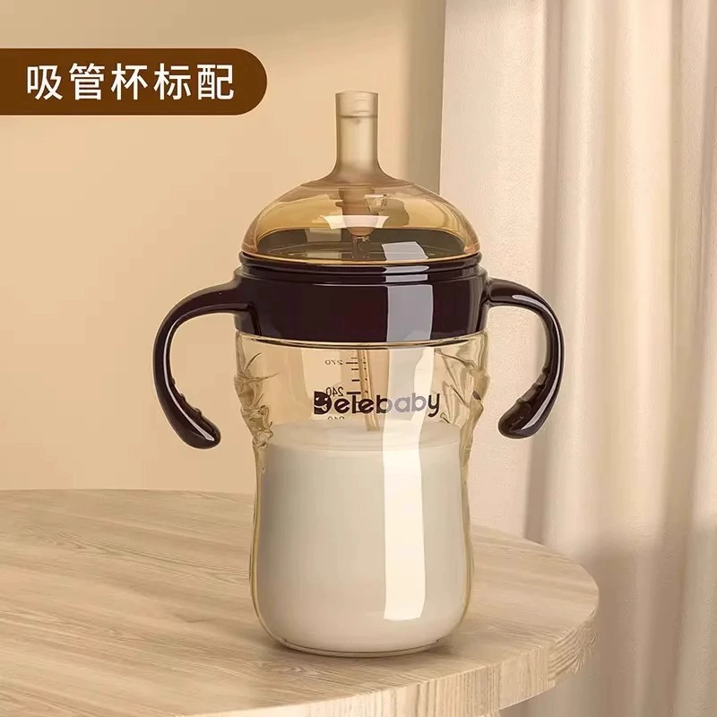 Anti-colic children's feeding bottle, straw
