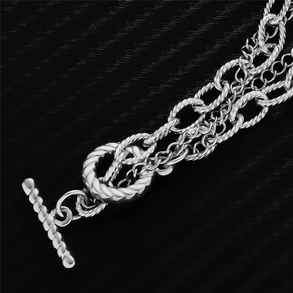 Bracelet hip-hop style stainless steel with pigtail, European style, simple and elegant design, punk style