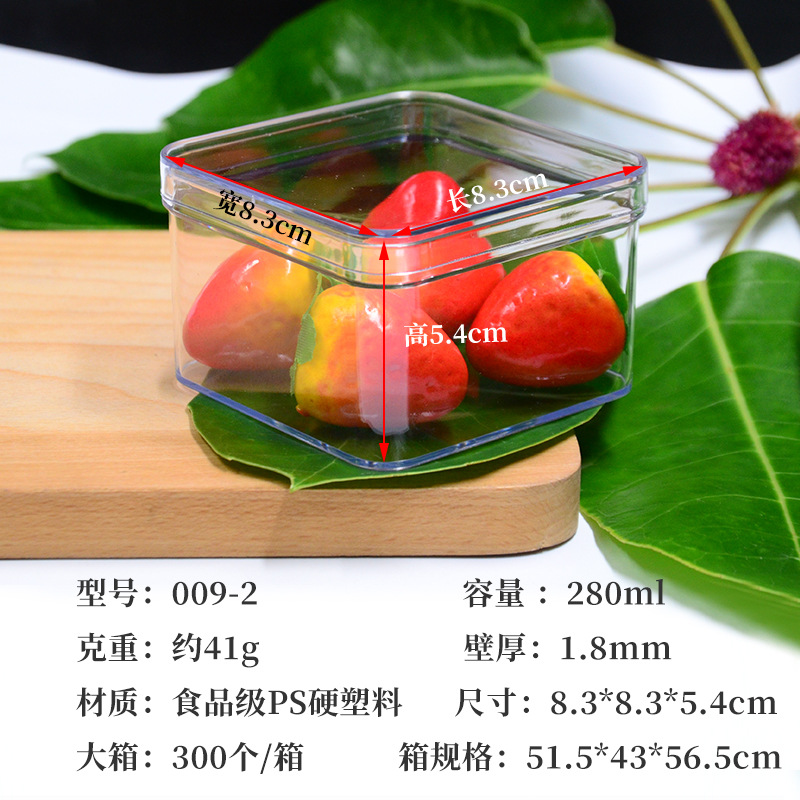 En stock caja de plástico cuadrado de almacenamiento de alta caja de dulces de boda transparente